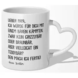 22Feels Tasse Papa Geschenk Vatertag von Tochter Vater Geburtstag Kaffeetasse Mann, Keramik, Made In Germany, Spülmaschinenfest, Herzhenkel weiß