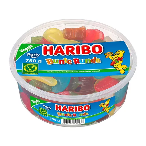 Haribo Bunte Runde veggie Party Box Klassiker Runddose 750 g
