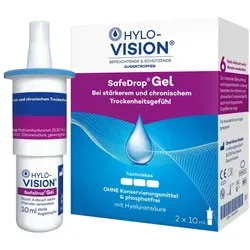 Hylo-Vision SafeDrop Gel - Arzneimittel, steriles und phosphatfreies Benetzungsmittel im innovativen SafeDrop®-System für eine sichere und effektive Anwendung.