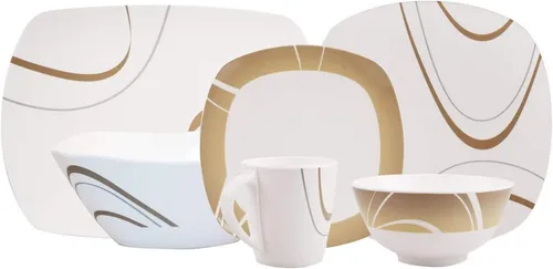 HEKERS 10-teiliges Melamin Geschirr-Set Cappuccino - Elegantes 10-teiliges Geschirr-Set aus 100% Melamin in Cappuccino-Farben. Ideal für Camping, Picknick und den Outdoor-Einsatz, spülmaschinenfest und robust für jeden Anlass.