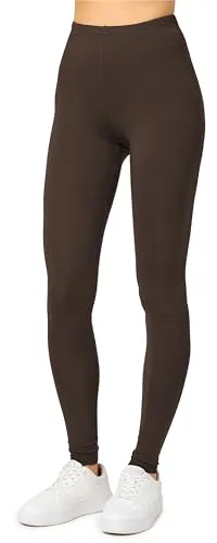 Merry Style Damen Lange Leggings aus Viskose MS10-143 (Braun, S)