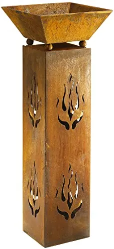 Kobolo Blumenständer quadratisch mit Schale 33x33x89 cm Braun - Feuerstellen - Dekosäule in Rostoptik aus Metall, ideal für Pflanzen und ein echter Hingucker in Ihrem Garten. Maße: 33x33x89 cm, hochwertige Verarbeitung von einem traditionsreichen Familienunternehmen.