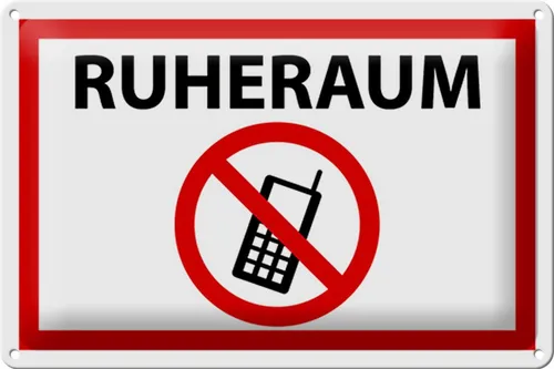 Blechschild Hinweis 30x20 cm Ruheraum Handy verboten Metall Deko Schild tin sign