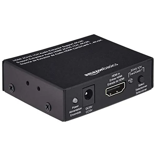 AmazonBasics AudioExtractor - HDMI auf HDMI Audio Konverter, unterstützt 4K-Video und bietet SPDIF RCA Stereoausgang für vielseitige Nutzung
