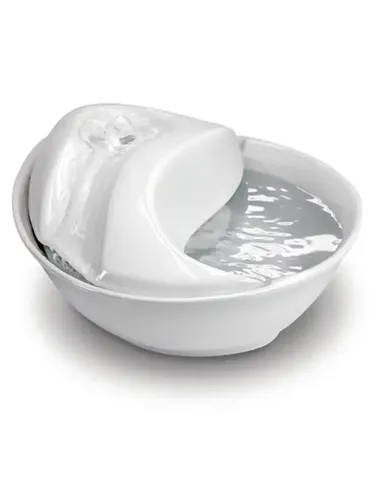 Rain Drop Style - White - 1.8L Trinkbrunnen - Bewässerung für Katzen und kleine Hunde, mit 1.8L Kapazität, geräuschlosem Motor und einstellbarem Wasserfluss für bessere Hydration. Hergestellt aus hochwertigem Keramik mit Aktivkohlefilter für sauberes Wasser.