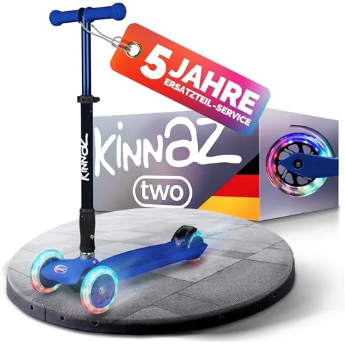 kinnazTWO, der sichere Kinder Roller, LED Räder, Ersatzteilservice, faltbar, Höhe einstellbar, Kinderroller, Tretroller, Scooter, 5 6 7 8 9 10 Jahre, Schulkind, Junge Mädchen, Hamburger Händler
