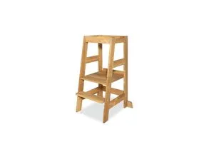 Pinolino® Stehhilfe Lernturm Fino aus Eiche geölt - Kinderzimmermöbel, höhenverstellbare Fußplatte für sicheres Mitwachsen und vielseitige Nutzung als Tritthocker.
