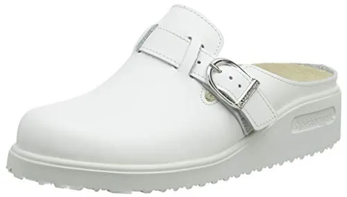 Berkemann Tec-Pro Toivo Clogs, Weiß, 42 EU (8 UK) - Clogs & Pantoletten für Herren, aus hochwertigem Echtleder mit verstellbarem Riemen für optimale Passform und waschbaren Wechselfußbetten für individuellen Tragekomfort.