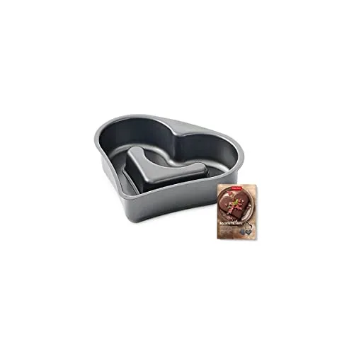Betty Bossi Herz Backform mit 2 Böden - Motivbackformen mit Top-Antihaft-Beschichtung für müheloses Lösen des Gebäcks, ideal für klassische Cake-Rezepte bis 30 cm.