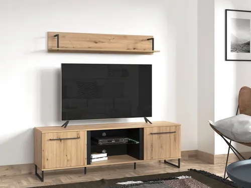 TV-Board INOSIGN "Sardinia" - Braun (Artisan Eiche) - TV-Halterungen in modernem Design, mit 2 geschlossenen und 2 offenen Fächern für optimalen Stauraum und individuelle Gestaltungsmöglichkeiten.