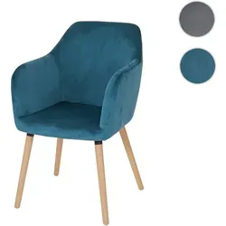 Esszimmerstuhl Malmö T381 - Retro 50er Jahre Samtstuhl in petrol-blau - Stühle im skandinavischen Retro-Design, bequem gepolstert mit edlem Samtbezug, perfekt für gemütliche Esszimmer und stilvolle Akzente.