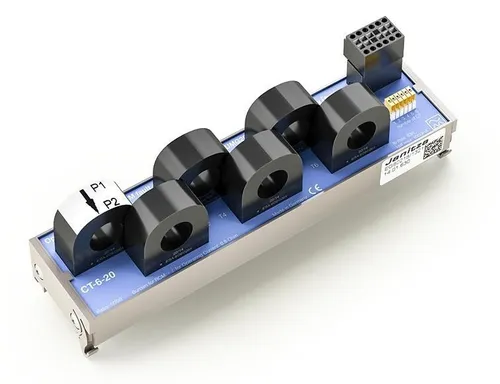 Janitza Electronic CT-6-20 Stromwandlerleiste - Einbaumessgerät mit 6 Primäreingängen, ideal für präzise Strommessungen bis 63 A, ausgestattet mit Berührungsschutz für zusätzliche Sicherheit.