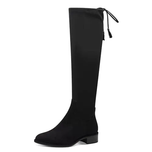MARCO TOZZI Damen Hohe Stiefel mit Absatz Kniehoch Spitz, Schwarz (Black), 38 EU