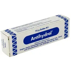 Antihydral® Salbe - Arzneimittel zur Regulierung übermäßiger Schweißabsonderung an Händen, Füßen und Achseln. Wirkt schnell und sorgt für trockene Haut nach der Anwendung.