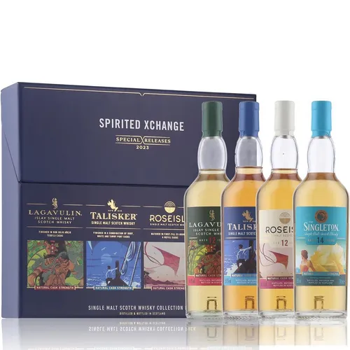 Diageo - Special Releases 2023 Geschenkset - 4x 200ml Single Malt Whisky - Exklusive Sammlung von vier einzigartigen Single Malt Scotch Whiskys, kunstvoll illustriert und ideal für Whisky-Liebhaber und Sammler.