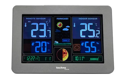 WS6469 Funkwetterstation - erweiterbar mit bis zu 3 Außensensoren - Thermometer mit DCF77 Funkuhrzeit, Innen- und Außentemperatur, Luftfeuchtigkeit und Wettervorhersage für präzise Wetterinformationen zuhause.