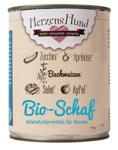 Herzenshund Schaf mit Buchweizen 800g - Hundefutter mit 72% Schaf, glutenfrei und reich an wertvollen Aminosäuren. Ideal für gesunde Ernährung Ihres Hundes, unterstützt die Verdauung und liefert essentielle Vitamine.