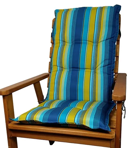 Rattani Hochlehnerauflage Karina 120x50 cm - Blau - Hochwertige Sitzpolster für Gartenmöbel, wasserabweisend und schmutzabweisend, ideal für komfortable Stunden im Freien. Handgefertigt aus strapazierfähigem Acrylic Dralon.