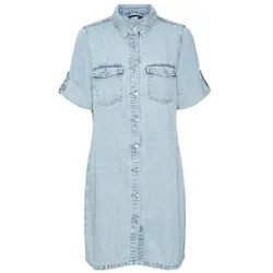 VERO MODA Vmjennie Ss Short Denim Dress Mix Noos - Freizeitkleider für Damen, zeitloses kurzes Denim-Kleid mit Knopfleiste und lässigem Hemdkragen, ideal für entspannte Freizeitlooks.