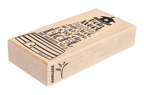 Rayher Hobby 29116000 Holzstempel Leuchtturm, 5 x 10 cm, Textstempel für Einladungen bei Hochzeit, Taufe, Kommunion, Konfirmation, Butterer Schrift-Stempel, Braun