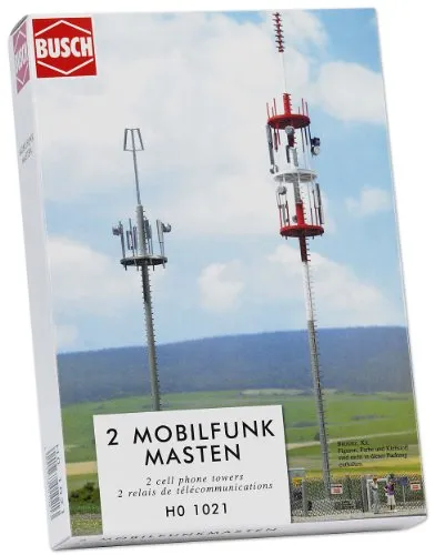 Busch 1021 H0 Mobilfunkmasten 2 Stück, Grau