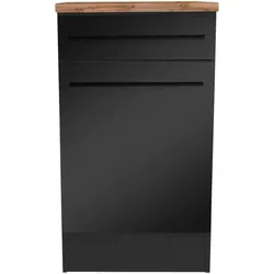 Yourkitchen Unterschrank JAZZ - Moderner Stauraum für Ihre Küche - Einbauküchen-Komponenten - Stilvoller Unterschrank in elegantem Schwarz mit praktischer Drehtür und Schublade für optimale Küchenorganisation.