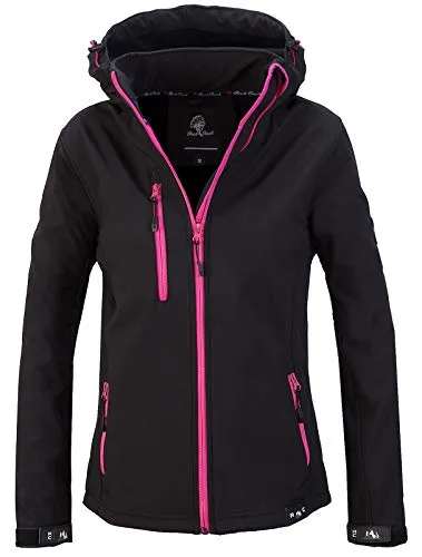 Rock Creek Damen Softshell Jacke D-412 - Windbreaker & Regenjacke - Funktionsjacken: Hochwertige Softshelljacke für Outdoor-Aktivitäten, winddicht und atmungsaktiv, ideal für die Übergangszeit mit praktischem Reißverschluss und abnehmbarer Kapuze.