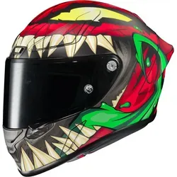 HJC RPHA 1 Toxin Marvel Helm - Größe L für Männer - Motorradhelm mit Premium Integrated Matrix für verbesserte Stoßfestigkeit und aerodynamischem Design für optimale Rennperformance.