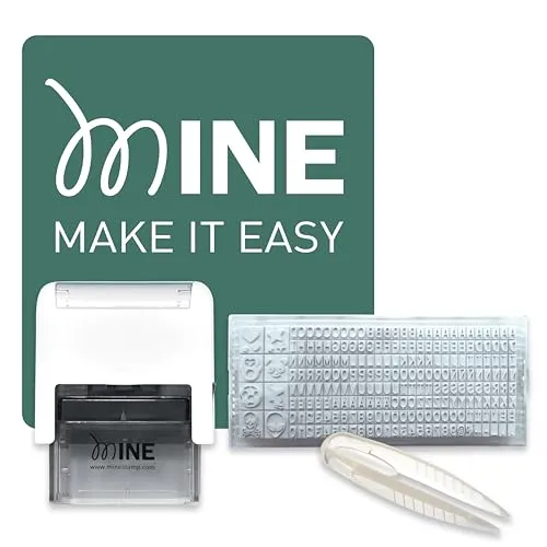Mine Stamp Kleidungs- und Buchstempel Kompakt | Personalisierbarer Kompakter Stempel für Erwachsene und Kinderkleidung | Personalisiertes Namenssiegel für Kinderkleidung