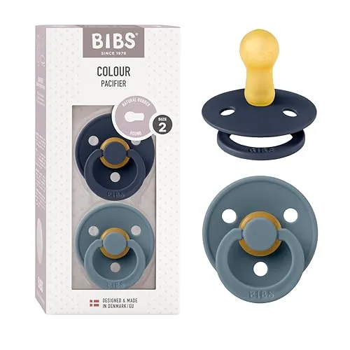 BIBS Colour Schnuller 2er-Pack, BPA-frei, Kirschform Nippel. Naturkautschuk/Latex, Hergestellt in Dänemark. Größe 2 | 6+ Monate | 2-Pack, Deep Space/Petrol