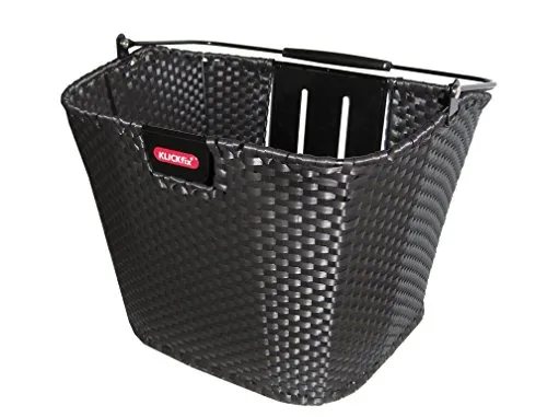 Rixen&Kaul Klickfix Structura Korb schwarz - Retro Fahrradkorb für Stilbewusste - Fahrradtaschen, eleganter Lenkerkorb in Schwarz, ideal für den urbanen Look und vielseitig einsetzbar.