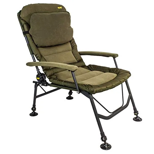 BAT-Tackle Karpfenstuhl Chillzone Super Recliner Chair - Stühle & Liegen – Verstellbare Füße mit Schlammtellern für nassen Boden, mehrfach verstellbare Rückenlehne und weicher Fleecebezug für maximalen Komfort beim Camping und Outdoor.
