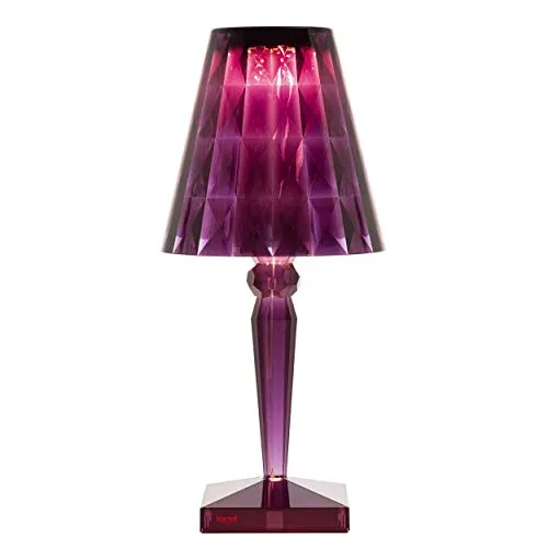Kartell Big Battery Tischlampe in Pflaume - Moderne Tischlampe von Ferruccio Laviani, ideal für Indoor und Outdoor, aus transparentem PMMA und mit Direktstromversorgung für flexibles Licht.