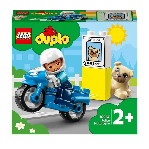 LEGO DUPLO Polizeimotorrad - Polizei-Spielzeug für Kleinkinder ab 2 Jahren, fördert Feinmotorik und kreatives Spielen mit Polizisten- und Hundefigur