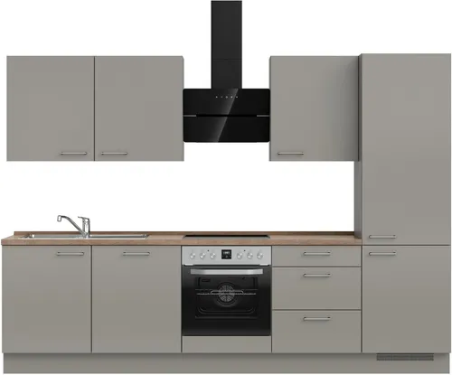 nobilia® Küchenzeile "Laser II", NEU: individuell anpassbar mit gratis Profi-Beratung, vormontiert, 300 cm breit, optional mit verschiedenen E‑Geräte-Sets
