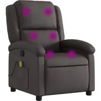 vidaXL Massagesessel Dunkelbraun Echtleder - Bequemer Massagesessel mit 6-Punkt-Vibrationsmassage und manuellem Liegesystem, ideal für entspannende Momente. Ergonomisches Design aus Echtleder sorgt für höchsten Komfort und Stil.