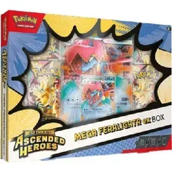 Pokemon Ascended Heroes: Mega Feraligatr ex Box - Versiegelte Box aus dem beliebten Sammelkartenspiel Pokemon. Diese Sammlung unterstützt den Aufbau und die Ergänzung deines Decks mit strategisch ausgewählten Karten aus der Edition Ascended Heroes.