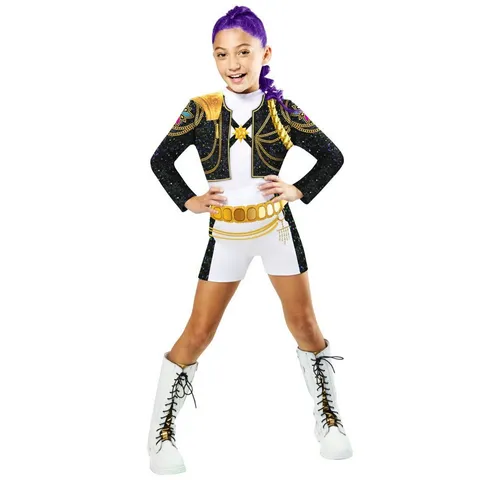 Kpop Demon Hunters Rumi Golden Mädchenkostüm Classic – Größe S - Stylisches Kpop Mädchenkostüm für Fasching und Mottopartys. Das zweiteilige Kostüm mit schwarz-goldenen Akzenten verwandelt dein Kind in eine strahlende Heldin und sorgt für unvergessliche Auftritte.