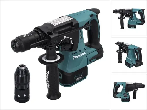 Makita DHR243RTJW - 18V Bohrhammer SDS+ mit 2 Akkus, Staubabsaugung und robustem Werkzeugkoffer, ideal für Bohren und Meißeln