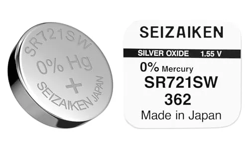 1x Knopfzelle Original SEIZAIKEN 362, SR721SW, 1.55 V, Uhrenbatterien Akku Silberoxid, 0% Quecksilber, 100% Made in Japan