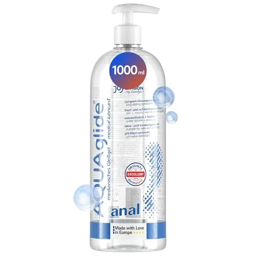 Joydivision Original AQUAglide Anal 1000 ml Gleitgel – Geruchsneutral & pH-optimiert - AQUAglide Anal – Das Original für unvergessliche Momente. Mit einer speziellen Formel für ein langanhaltendes Gleiten, vielseitig einsetzbar und kompatibel mit Latexkondomen. Vertrauen Sie auf die Qualität von JOYDIVISION.