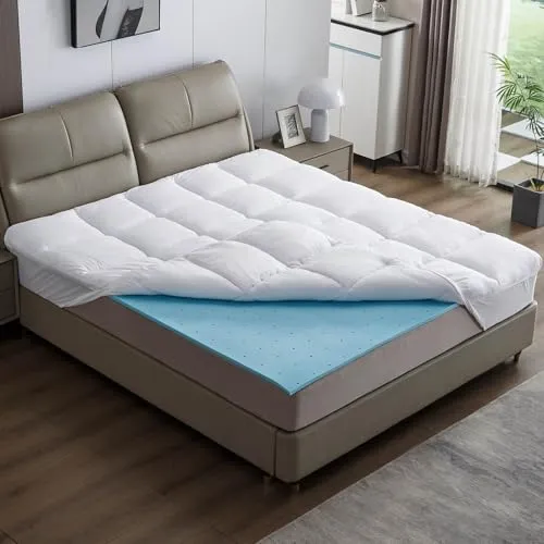 AMBINESS® Matratzen Topper mit Memory Foam Gel Kern 90x200cm - Matratzenauflagen mit 2-in-1 Komfort: Der Ambiness Topper vereint eine flauschige Mikrofaser-Oberfläche mit einem 2cm dicken Gel-Memory-Schaum für optimale Druckentlastung und Temperaturregulierung. Maschinenwaschbar und hypoallergen.