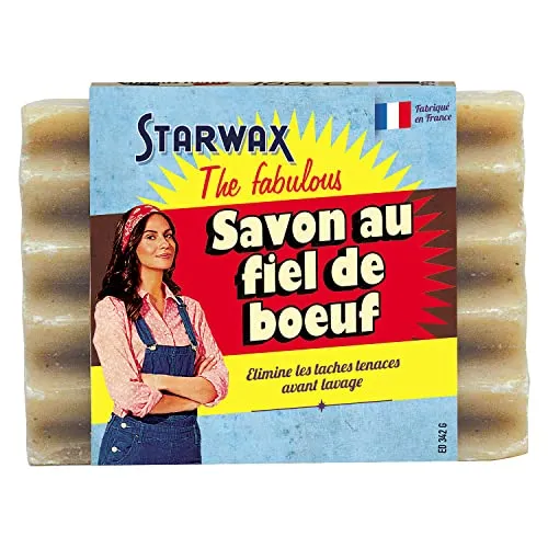 STARWAX THE FABULOUS Gallseife Fleckenseife, 100g, Entfernt hartnäckige Flecken, Blut Fett Wein Tinte Gras, Vor dem Waschen, Natürlich biologisch abbaubar, Seifenstück