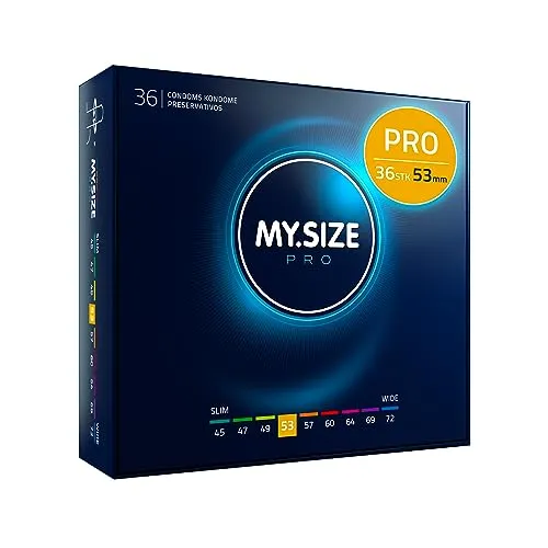 MY.SIZE PRO Kondom Größe 3, 53mm - 36 Stück für perfekten Sitz - Kondome für Männer, maßgeschneiderte Passform für Sicherheit und Lust, ultra dünn für intensives Gefühl, nachhaltig und vegan, mit Gratis Online Measuring App.