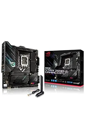 ASUS ROG STRIX Z690-G GAMING WIFI Mainboard Sockel Intel LGA 1700 (Intel Z690, mATX, PCIe 5.0, DDR5 Speicher, WiFi 6E, 3x M.2, USB 3.2 Gen 2x2 Type-C, Aura Sync)