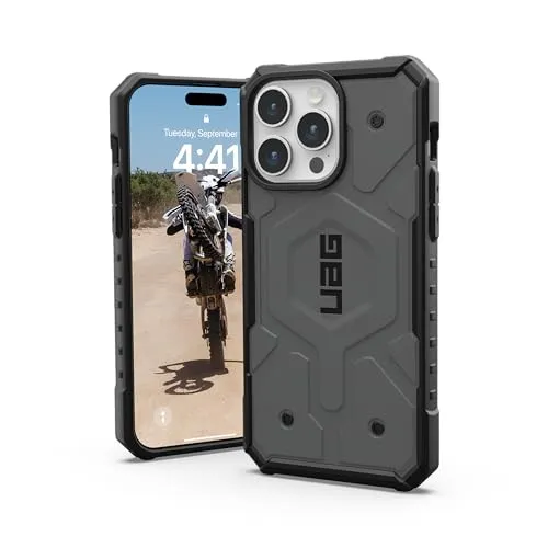UAG Pathfinder Serie Hülle für Apple iPhone 15 Pro Max – Silber - Taschen & Schutzhüllen, widerstandsfähiges Design aus stabilem Plastik, optimaler Schutz für Ihr iPhone 15 Pro Max mit MagSafe-Kompatibilität.