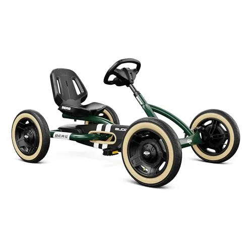 Berg Pedal Gokart Buddy Retro Green - Tretfahrzeuge für Kinder, extrem langlebig und mit Luftreifen für zusätzlichen Komfort. Wächst mit dank verstellbarem Lenker und Sitz, ideal für Kinder von 3 bis 8 Jahren.