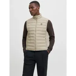 Steppweste JACK & JONES "JJEBRADLEY LIGHT BODYWARMER COLLAR NOOS" - Herren-Weste in beige, leicht und pflegeleicht aus 100% Nylon. Ideal für stylisches Layering und mit praktischen Reißverschlusstaschen für Schlüssel und Geldbeutel.