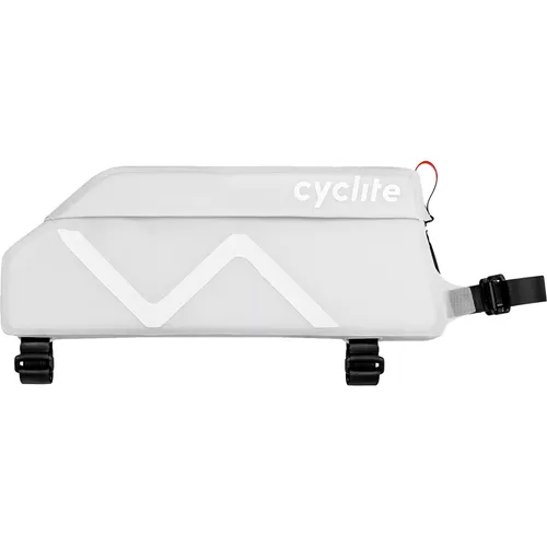 Cyclite Top Tube Bag 03 - Robuste Rahmentasche für Bikepacking - Die Cyclite Top Tube Bag in Light Grey bietet schnellen Zugriff und hohe Stabilität. Mit cleverer Konstruktion und wetterfestem Ripstop-Nylon ist sie der ideale Begleiter für Radfahrer, die unterwegs Snacks und Ausrüstung sicher transportieren möchten.