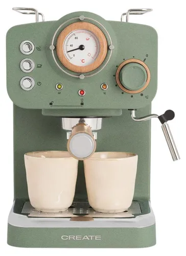 CREATE Thera Retro Espressomaschine mattgrün - Genießen Sie italienischen Kaffee-Genuss mit der CREATE Thera Retro Espressomaschine. Ihr einzigartiges Vintage-Design und die vielseitigen Brühmöglichkeiten machen sie zum perfekten Begleiter für jeden Kaffeeliebhaber.